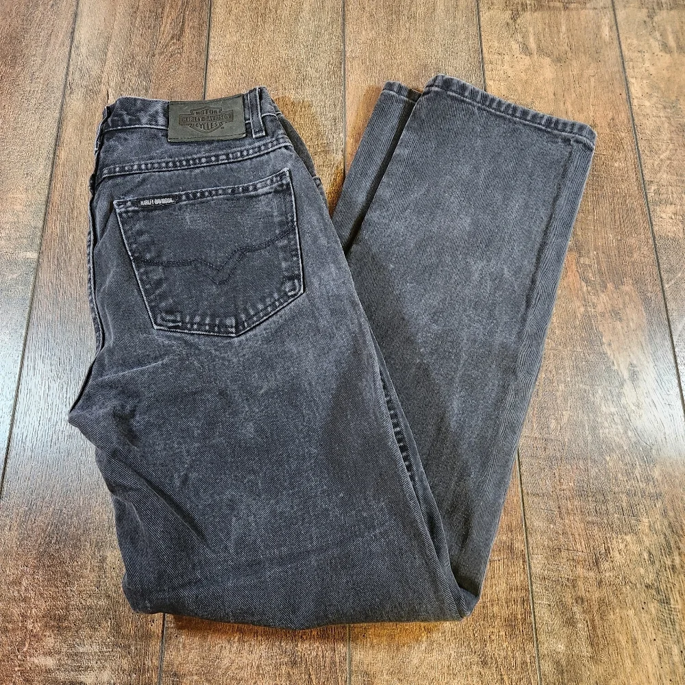 Vintage Harley Davidson Jeans Mens 31x33 Faded Black Straight Leg *READ SIZE
